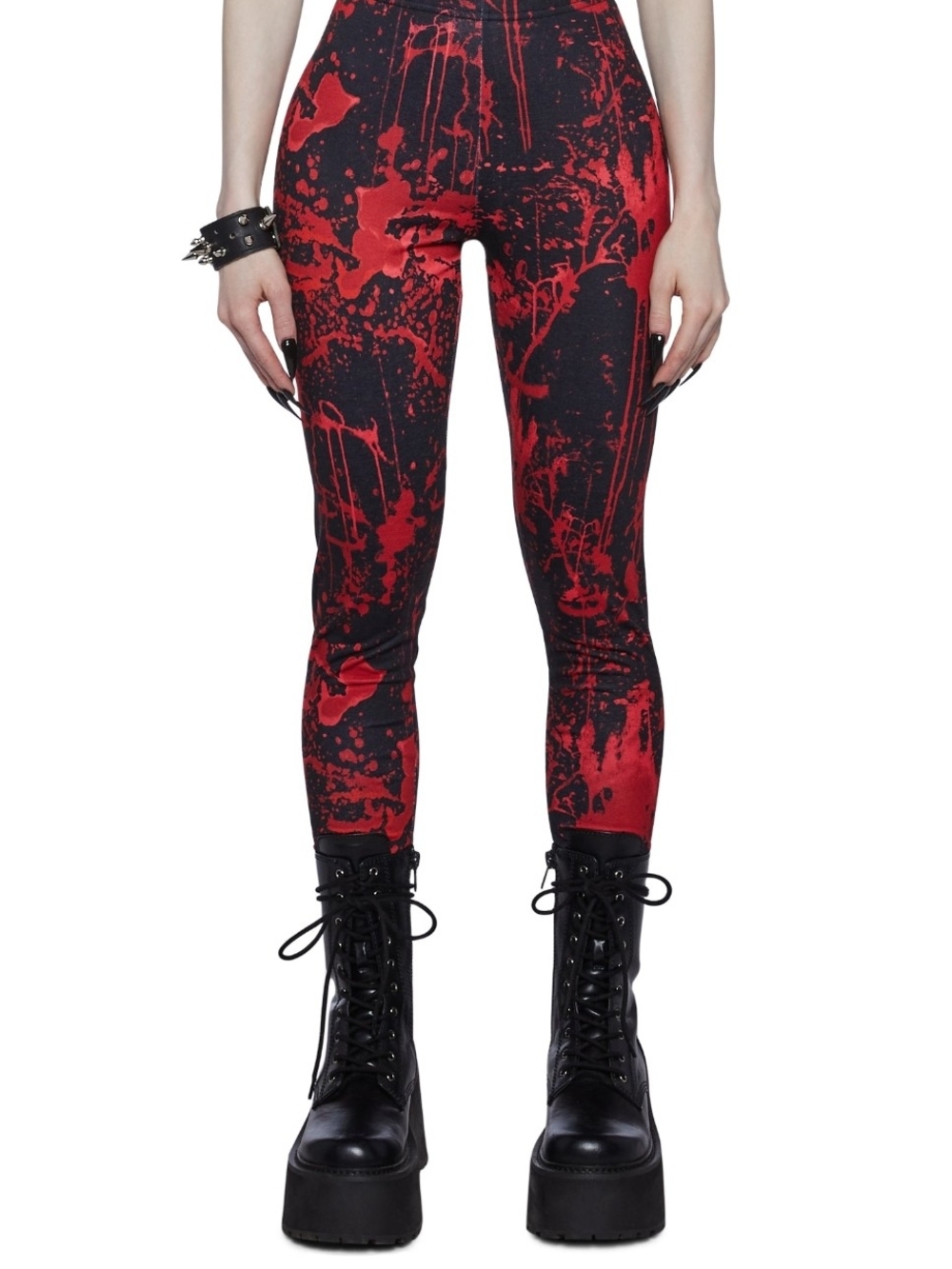 Red & Black Splatter Print Leggings